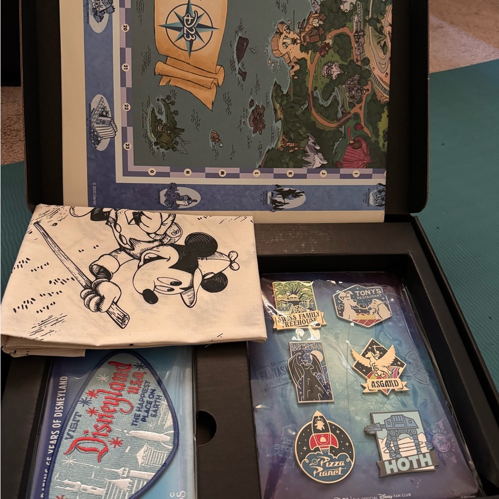 Disneyland Exclusive D23 Souvenir Set with Pins, patch and Map and more